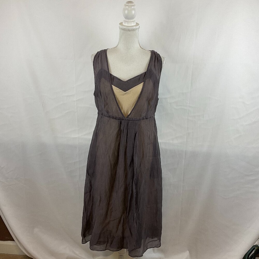 Min.Imal Dress 12 Dark Plum Purple Overlay Cream Slip Sleeveless